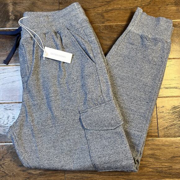 NWT Outerknown Jaspe Fleece Sweatpant Joggers Cargo Men’s Large Navy Gray $149 - Picture 1 of 8